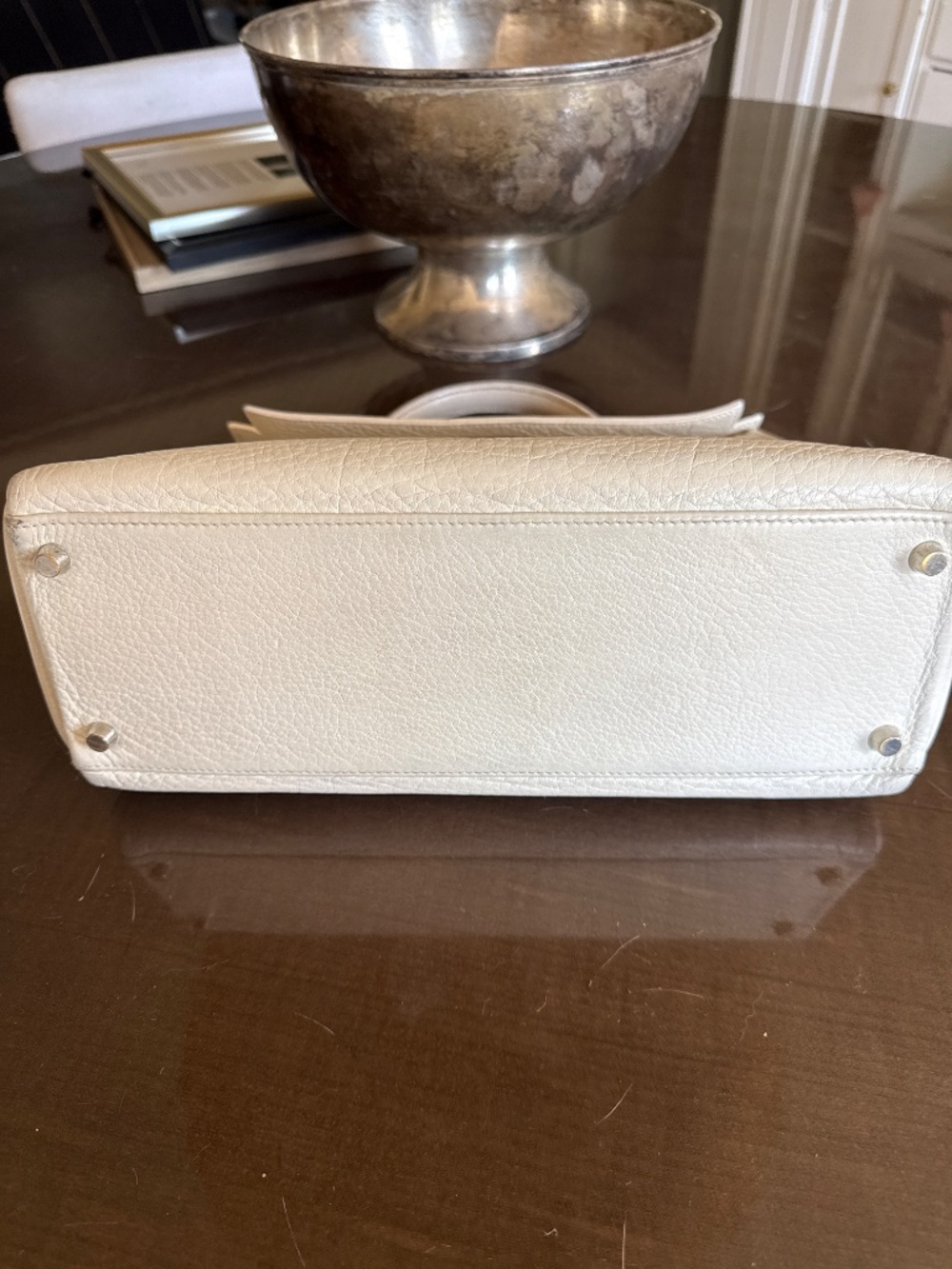 Hermes Kelly 32 parchemin togo leather with palladium hrdw, strap, key - Picture 4 of 15